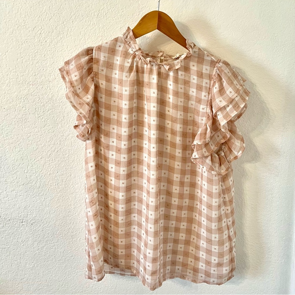 Pink and white plaid shirt